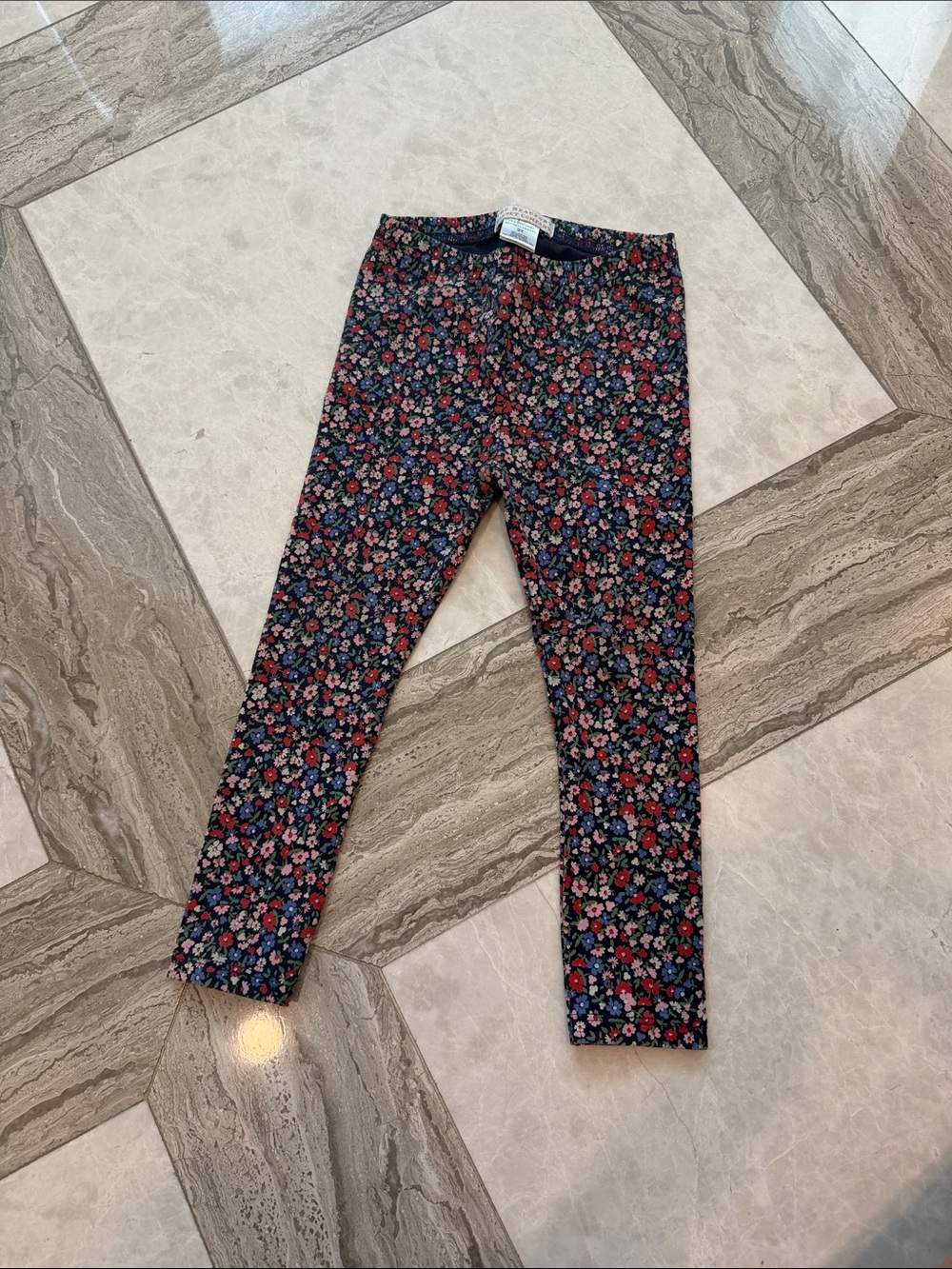 Kids Floral Print Navy Leggings